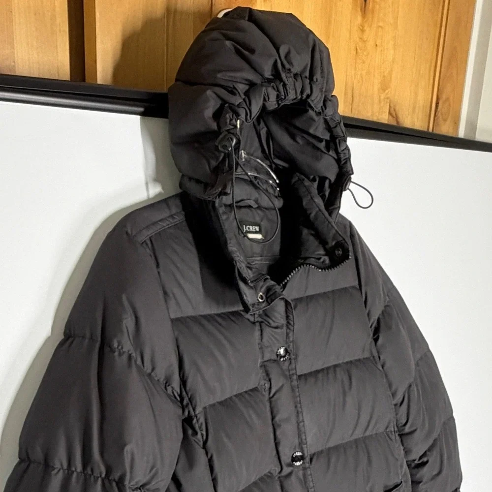 J.Crew Womens Black Puffer Down Long Parka Coat 96696 Medium